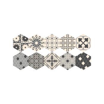 Set 10 autocolante pentru podea Ambiance Hexagons Alejandro, 20 x 18 cm