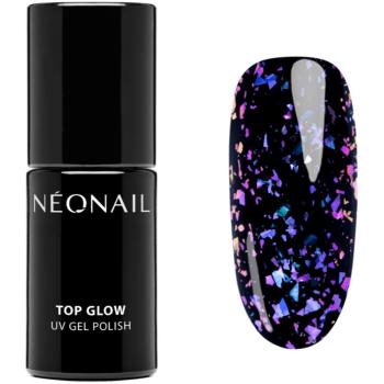 NEONAIL Top Glow lac gel de unghii pentru acoperirea superioară culoare Violet Aurora Flakes 7,2 ml