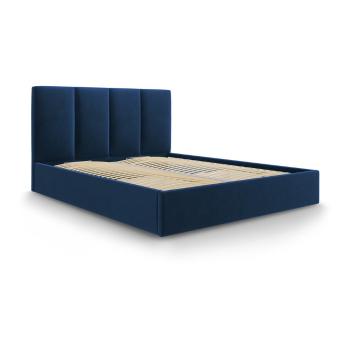 Pat dublu cu tapițerie din catifea Mazzini Beds Juniper, 180 x 200 cm, albastru închis