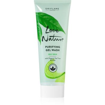 Oriflame Love Nature Organic Tea Tree & Lime gel intens pentru curatare pentru ten gras si problematic 125 ml