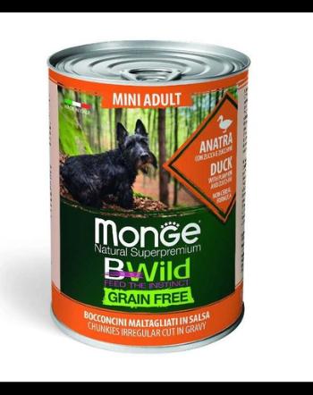MONGE BWild Grain Free Mini hrană umedă pentru câini de talie mică, cu rață 400g