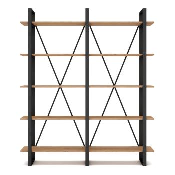 Bibliotecă negru/natural  cu aspect de lemn de stejar 150x180 cm Aviva – Marckeric