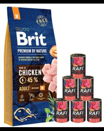 BRIT Premium By Nature Adult Medium M 15 kg + vita 6x400 g conserve caini