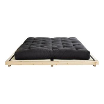 Pat dublu din lemn de pin cu saltea și tatami Karup Design Dock Comfort Mat Natural/Black, 140 x 200 cm