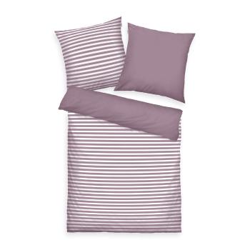 Lenjerie de pat din bumbac Tom Tailor Cozy Mauve & Crisp White, 200 x 220 cm, 2 buc 80 x 80 cm