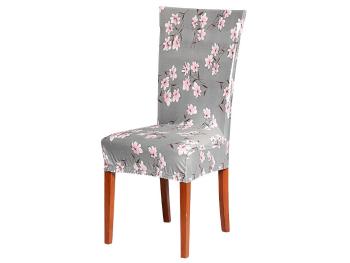 Husa de scaun universala - gri cu flori - Mărimea scaun 38x38 cm, inaltime spata