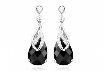 Silver Cat Cercei eleganți cu zircon negru SC388