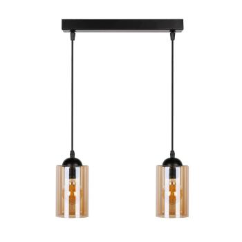 Lustră neagră cu abajur din sticlă 10x34 cm Bistro – Candellux Lighting