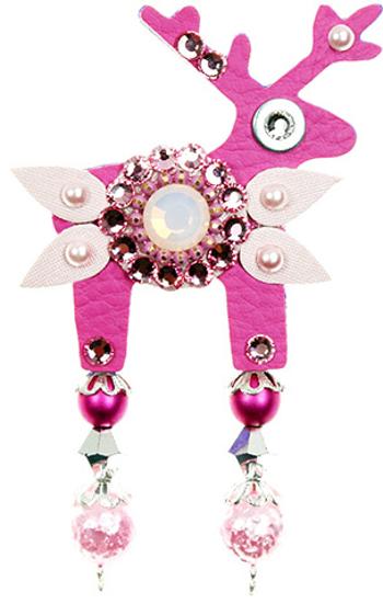 Deers Brosă mini Cerb roz - Swarovski® Elements