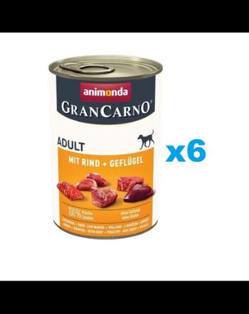 ANIMONDA Gran Carno Adult with Beef, Poultry 6x400 g Conserve cu vita si pasare, caine adult