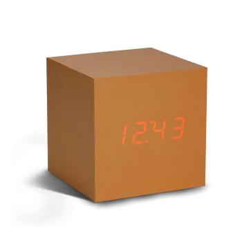 Ceas deșteptător cu LED Gingko Cube Click Clock, arămiu - roșu