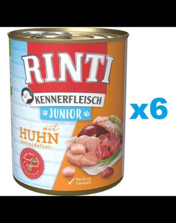 RINTI Kennerfleish Junior Chicken 6x800 g caine junior, cu pui