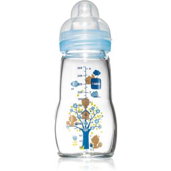 MAM Feel Good Glass Baby Bottle biberon pentru sugari Blue 2m+ 260 ml