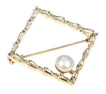 JwL Luxury Pearls Broșă cu perle autentice placată cu aur strălucitor JL0520