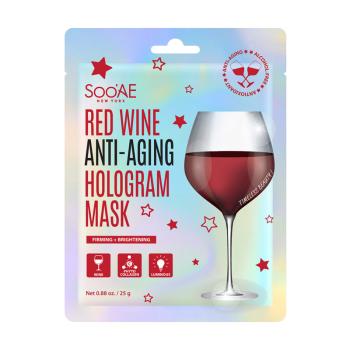 SOO`AE Mască de pânză cu efect anti-îmbătrânire Red Wine Anti-Aging (Hologram Mask) 25 g