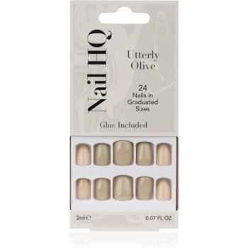 Nail HQ Square unghii artificiale Utterly Olive 24 buc