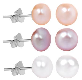 JwL Luxury Pearls Set avantajos de 3 perechi de cercei cu perle - alb, somon, violet JL0426