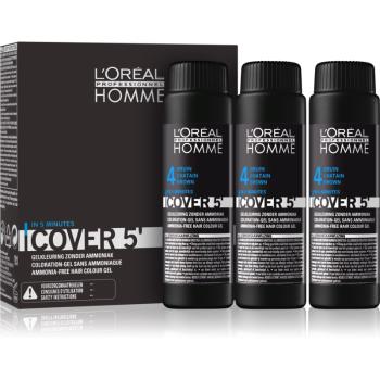 L’Oréal Professionnel Homme Cover 5' vopsea de par tonifianta 3 pc culoare 4 Medium Brown  3x50 ml