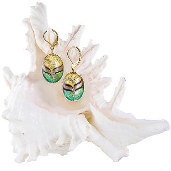 Lampglas Cercei originali Green Sea World din perle Lampglas cu aur de 24 de carate EP26