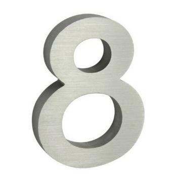 Număr aluminiu de casă 8, suprafață șlefuită 3D