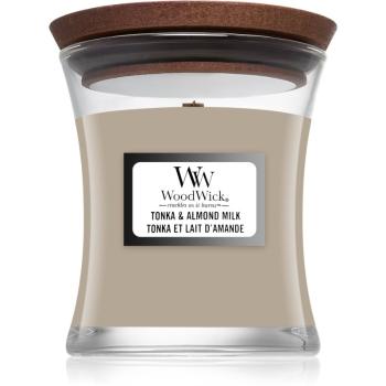 Woodwick Tonka & Almond Milk lumânare parfumată 85 g