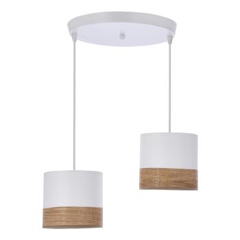 Lustră albă cu furnir și abajur textil ø 15 cm Bianco – Candellux Lighting