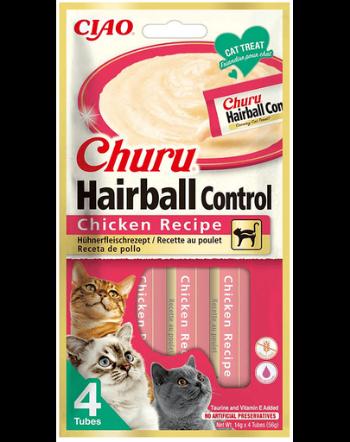 INABA Churu Hairball Chicken 4x14 g piure de pui recompensa pisici