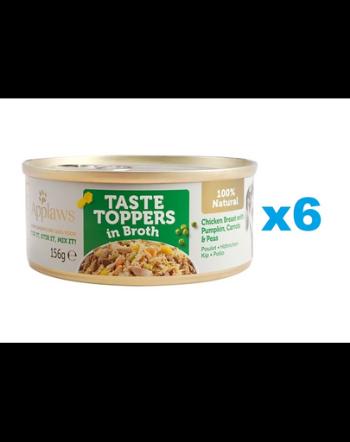 APPLAWS Taste Toppers Mancare umeda caine adult, Piept de pui, dovleac, mazare in sos 6x156 g