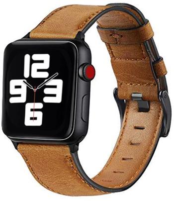 4wrist Curea din piele cu cusături pentru Apple Watch - Brown 42/44/45 mm