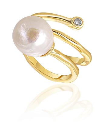 JwL Luxury Pearls Inel placat cu aur, cu perla reala si zirconiu JL0692 54 mm