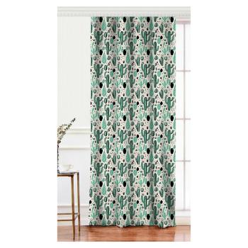 Draperie din amestec de bumbac Minimalist Home World, 140 x 260 cm, verde - alb