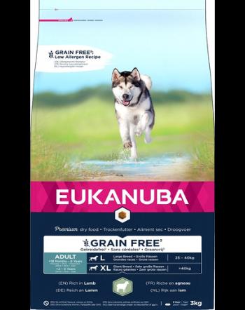 EUKANUBA Grain Free L Adult 3 kg Hrana caine talie mare, cu miel