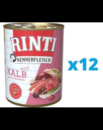 RINTI Kennerfleisch Veal Hrana umeda caini, cu vitel 12 x 800 g