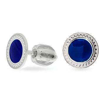 Praqia Jewellery Cercei minimaliști din argint cu centrul albastru NA5109