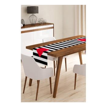 Napron din microfibră pentru masă Minimalist Cushion Covers Stripes with Red Heart, 45 x 145 cm