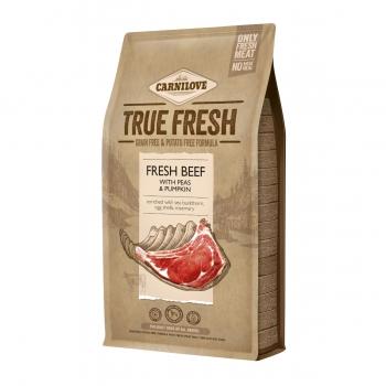 CARNILOVE True Fresh Adult S-XL, Vită proaspătă cu mazăre și dovleac, hrană uscată fără cereale câini, 4kg