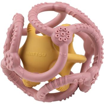 NATTOU Teether Silicone Ball 2 in 1 jucărie pentru dentiție Pink / Yellow 4 m+ 2 buc