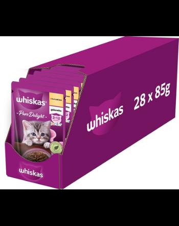 WHISKAS Junior pliculete 28x85g hrana umeda pentru pisoi, cu pui in aspic