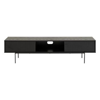 Comodă TV neagră cu aspect de lemn de frasin 180x44,5 cm Angus – Actona