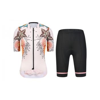 
                 MONTON Tricoul și pantaloni scurți de ciclism - BLOOMS LADY - portocaliu/negru 
            