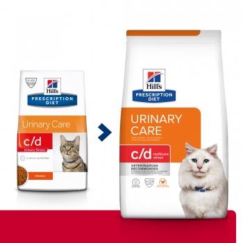 HILL'S Prescription Diet c/d Urinary Care Multicare Stress, Pui, dietă veterinară pisici, hrană uscată, sistem urinar, sistem nervos & calmante, 3kg