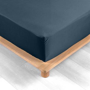 Cearceaf albastru închis din bumbac percal cu elastic 180x200 cm Percaline – douceur d'intérieur