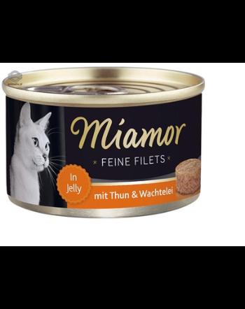 MIAMOR Feine Filets ton si oua de prepelita in aspic, conserva 100 g pentru pisica