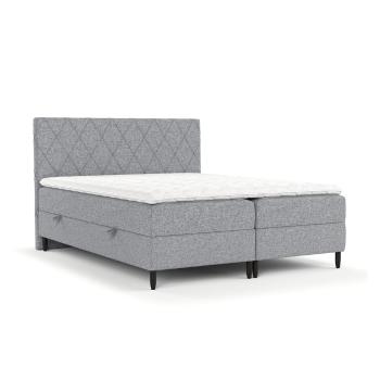 Pat boxspring gri cu spațiu de depozitare 200x200 cm Gwen – Maison de Rêve