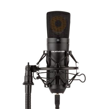 Auna Pro MIC-920B, microfon cu condensator USB, microfon de studio, cu membrană mare, culoare neagră