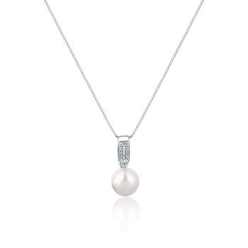 JwL Luxury Pearls Colier elegant cu perlă adevărată și zircon JL0748 (lănțișor, pandantiv)