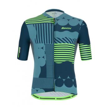 
                 SANTINI Tricou de ciclism cu mânecă scurtă - DELTA OPTIC - verde/albastru  
            