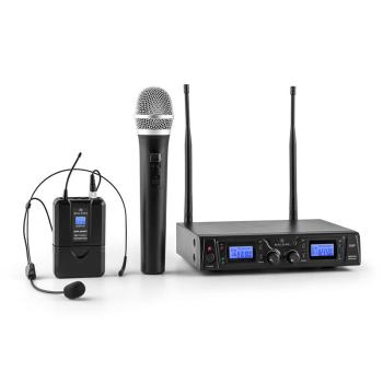 Malone Duett Pro V3, Set microfon fără fir UHF cu 2 canale, gamă de 50 m