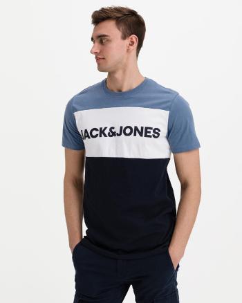 Jack & Jones Logo Blocking Tricou Albastru Alb