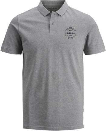 Jack&Jones PLUS Tricou polo pentru bărbați cămașă polo Slim Fit JJESHARK 12205278 Light Grey Melange 5XL